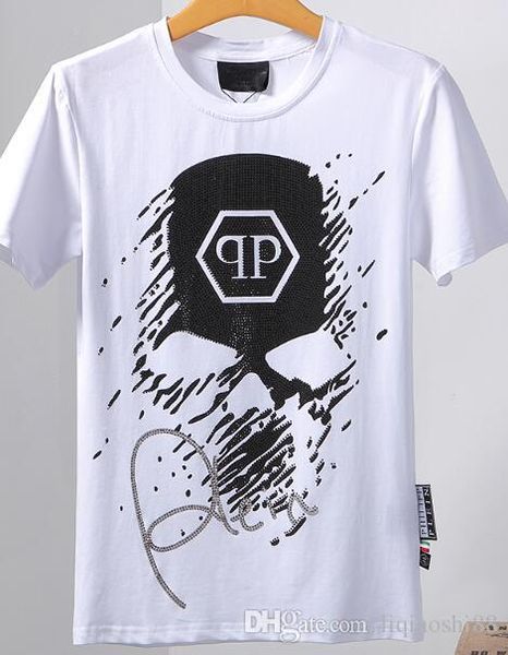 

new men's t-shirt short-sleeved cotton skull print t-shirt round neck slim t-shirt men's fashion pullover skateboard g131, White;black