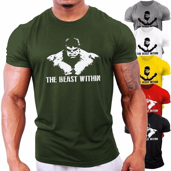 

Мода Мужчины The Beast Within Халка Мужские Бодибилдинг T-Shirt зал / Тренировка / Фитнес Incred