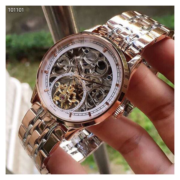 

40mm skeleton automatic mechanical watch stainless steel luxury mens designer watches flywheel movement wristwatches montre de luxe
