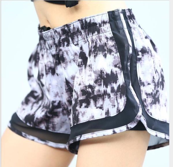 Fake dois pares de shorts de musculação para mulheres com alta elasticidade e calça de yoga de secagem rápida e shorts esportivos finos