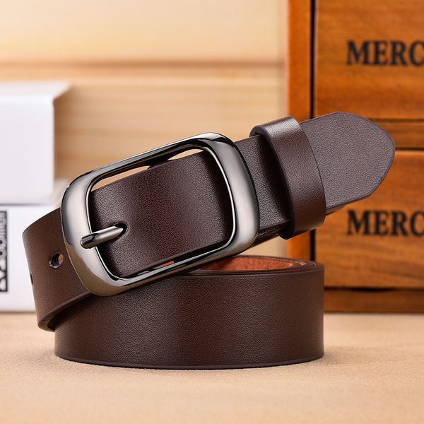 

new women gray metal square waist buckle pu leather belt for female strap casual all-match ladies adjustable belts designer, Black;brown