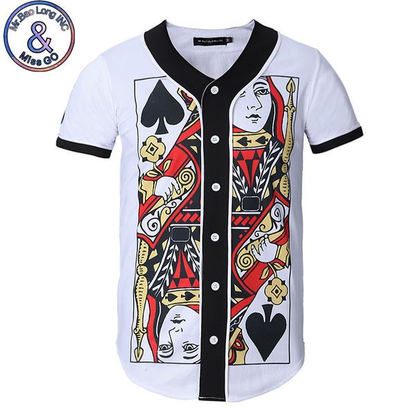 

mens designer 3d cardigan baseball uniform short sleeve poker men and women large size casual t-shirt couple beach personality short t-shirt, White;black
