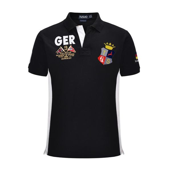 

оригинальный дизайн европейского вышитого отворот хлопок с коротким рукавом поло футболка мужской страны катания на лодках высокого качества, White;black
