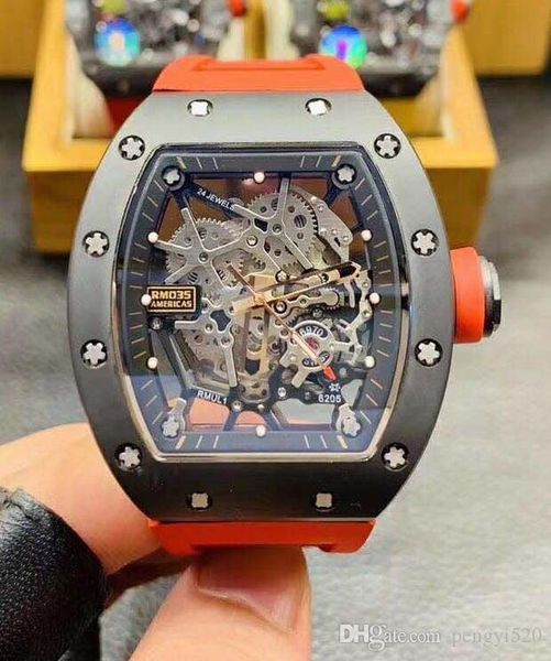 

lcd9 designer watches rafael nadal, rm035 movement watches ,luxury watch , wine cask case, visual movement, rubber strap, Slivery;brown