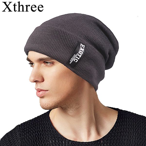 

xthree winter men's skullies beanies knitted hat caps lining keep warm male gorras bonnet winter hats for men women beanies hats