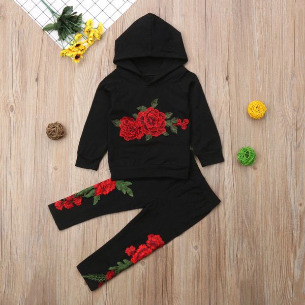 

toddler children clothing baby girls flower hoodies pants outfits