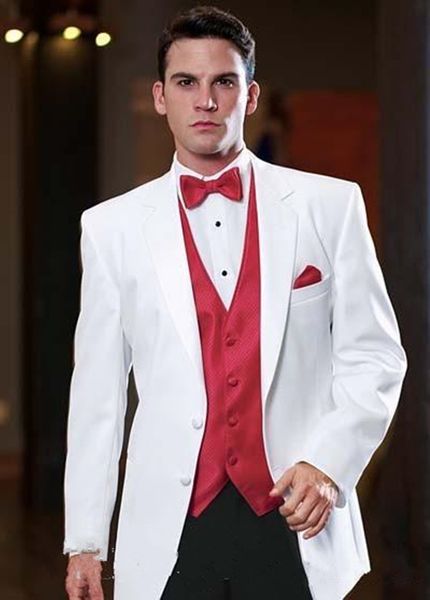 

new fashionable two button white groom tuxedos notch lapel groomsmen man wedding prom dinner suits (jacket+pants+vest+tie) 1453, Black;gray