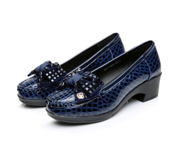 

spring and autumn with new style fashion middle heel coarse heel round head bowknot womens shoeshop, Black