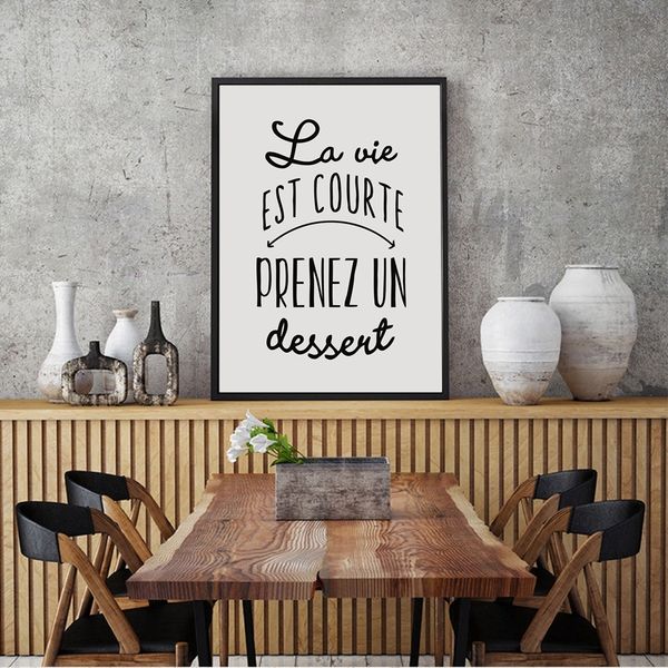 

french version take a dessert canvas art painting , funny kitchen dessert poster print france bakery shop decor