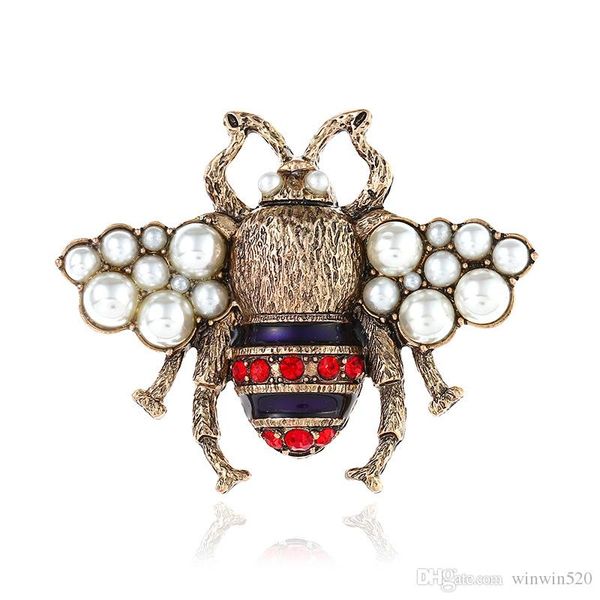 

2 цвет кристалл брошь одежда ретро cute bee pearl pin сплава gemstone броши европа соединенные штаты мода качество ювелирных изделий женщин, Gray