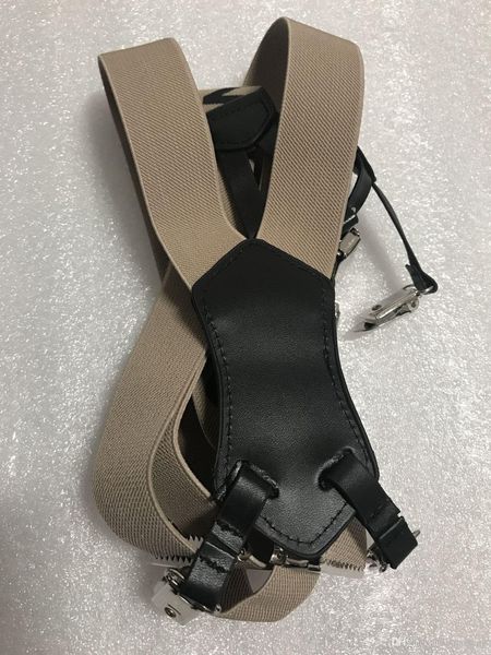 

new fashion black white khaki 3 color suspender with classic pattern logo elastic suspender lady strap good quality (anita