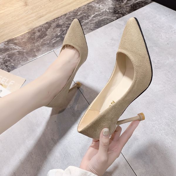 

women pumps solid colorful slip on pointed toe brand dress shoes wedding shoes 2020 new women high heels female shoes u14-58, Black