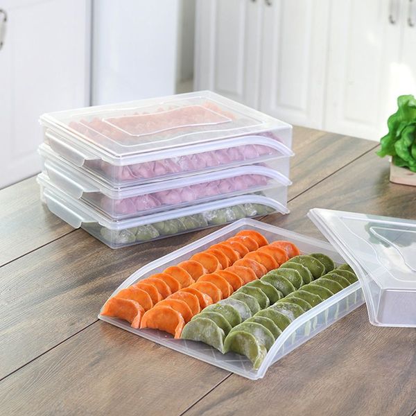 

transparent dumpling storage tray home kitchen organizer for frozen dumpling box refrigerator fresh-keeping er boxes