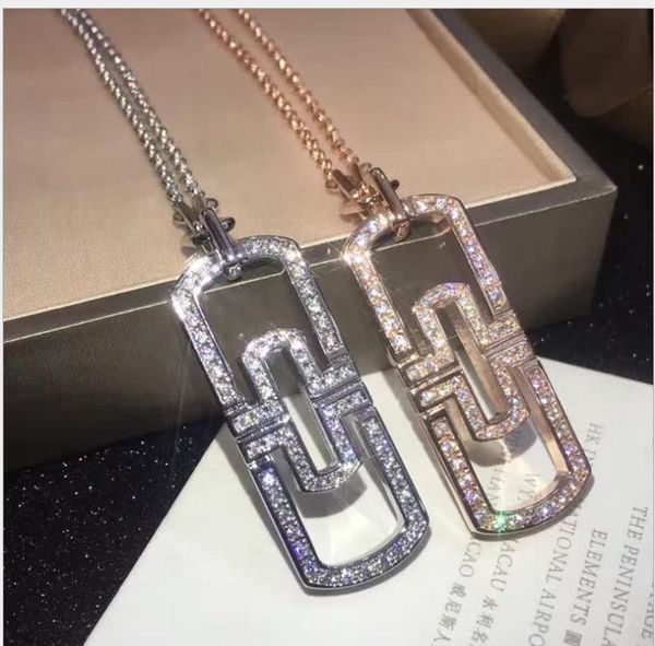 

hollow back diamond necklace 18k rose gold couple back diamond necklace men and women, Silver