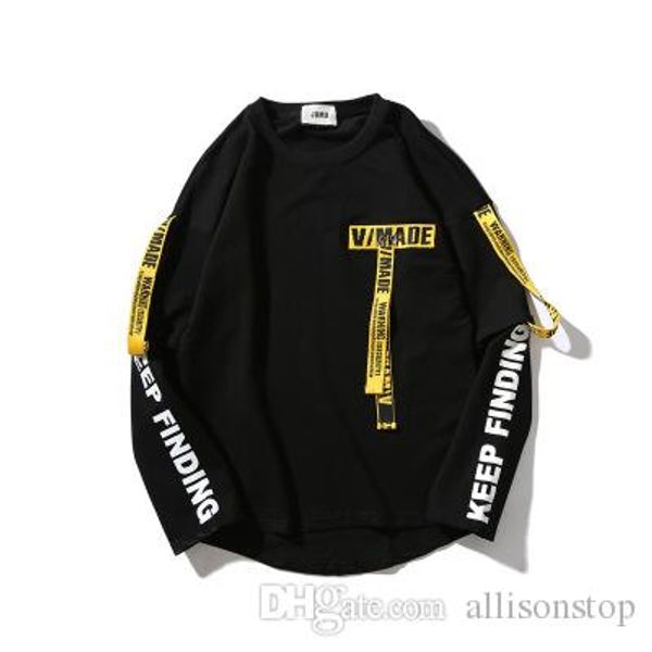 

лучшего качество looseround шея мужские толстовки 2018 хлопок oversize лента фуфайка prind letters tide марка белой черные свитера мужской о, Black