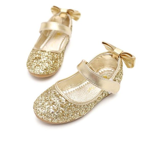 

princess dance shoes girls banquet shoe casual versatile bow sequin flat children' shoes comfortable children' footwear, Black;grey