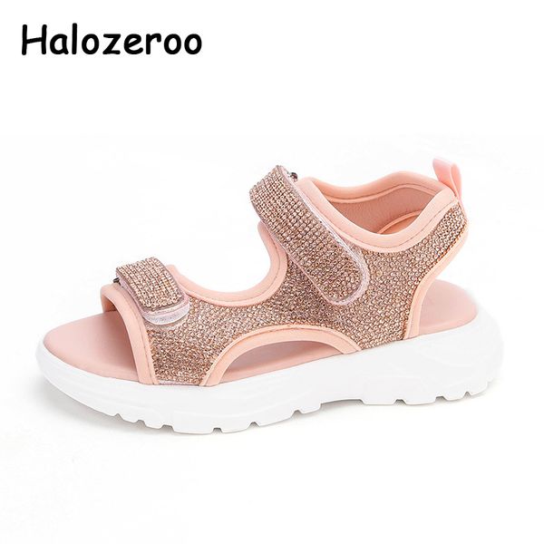 

new summer kids beach sandals children rhinestone princess shoes baby girls fashion brand sandals sweet dress shoes soft sandals t200427, Black;red