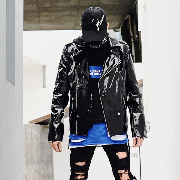 

кожаные куртки панк хип-хоп повседневный мотоцикл куртки шинель мужской streetwear coat сценическое показать customes мужская одежда, Black;brown