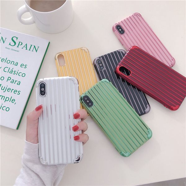 

one piece luxury phone case for iphone 6 7 8p xsmax 11promax fashion electroplated anti-fall suitcase designer phone case back cover