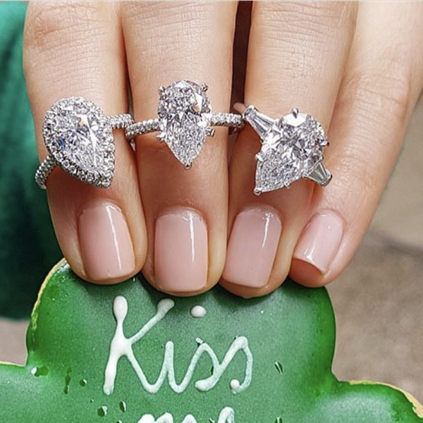 

real 925 sterling silver created moissanite drop rings for women eternal engagement pear shaped cut diamond ring finger jewelry, Golden;silver