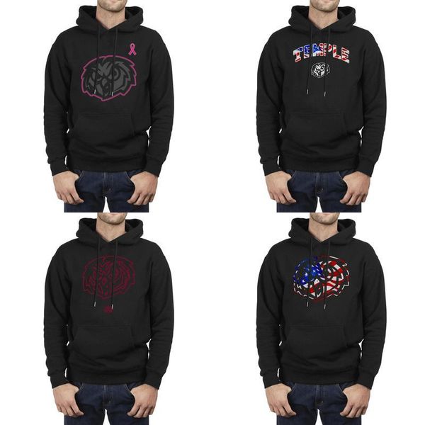

fashion men temple owls football pink breast cancer logo black oversized sweatshirt printing cool band hoodies usa flag basketball red