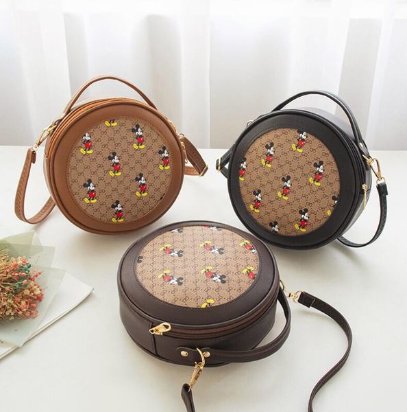 

women round shape designer handbag famous make-up mickey leather handbags ladies tote shoulder bags lady leather handbags bags purse