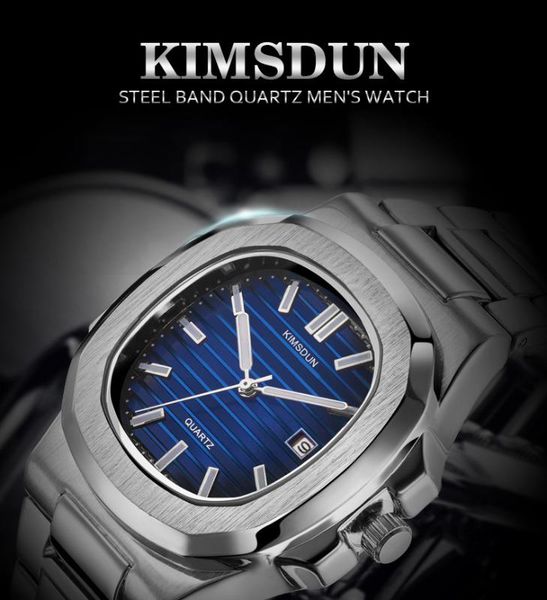 

kimsdun brand watch nautilus style explosion models stainless steel men's watch calendar luminous women quartz, Slivery;brown