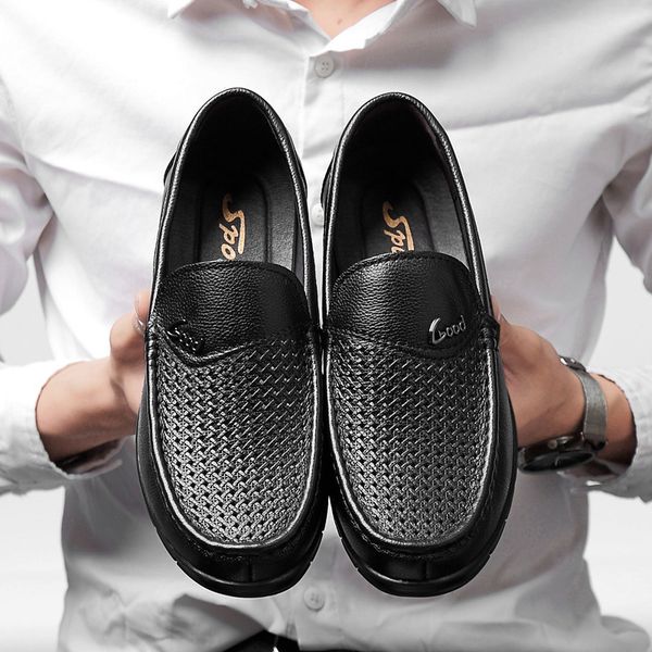 

2019 large size new style full-grain leather moccosins men's trend of fashion korean-style genuine leather men's casual, Black