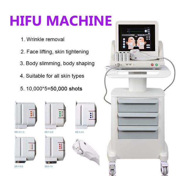 Più nuovo grado medico HIFU ad alta intensità focalizzata ad ultrasuoni Hifu Face Lift macchina rimozione delle rughe con 5 teste per viso e corpo