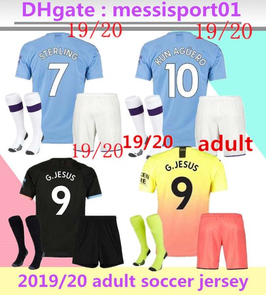 

2019/20 manchester soccer jersey city memphis mata 2019 2020 kun aguero sterling de bruyne silva sport football shirt kit set, Black;yellow