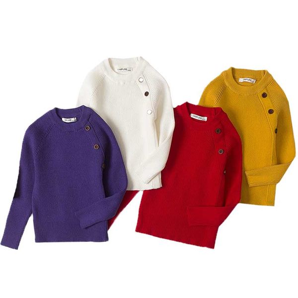 

2019 boys sweaters spring new knitted baby girls ribbed sweater girls sweaters solid candy color kids clothing girls pullover, Blue