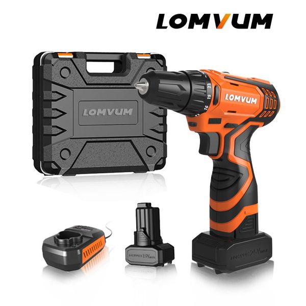 

lomvum new 12/16/25v electric drill hammer cordless drills lithium-ion battery screw rotary tool mini magnetic drilling driving