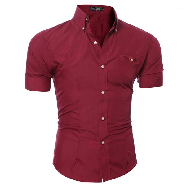 

shirts solid single breasted 8 color homme summer mens slim fit shirts short sleeve business formal, White;black
