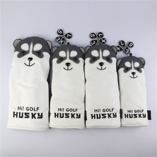 

golf club head cover husky pattern portable pu fluffy lining putter golf headcover protector protective dustproof case