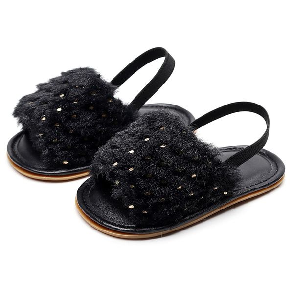 

toddler infant baby girls sequins solid flock soft sandals slipper casual shoes the interesting gift 5.31, Black