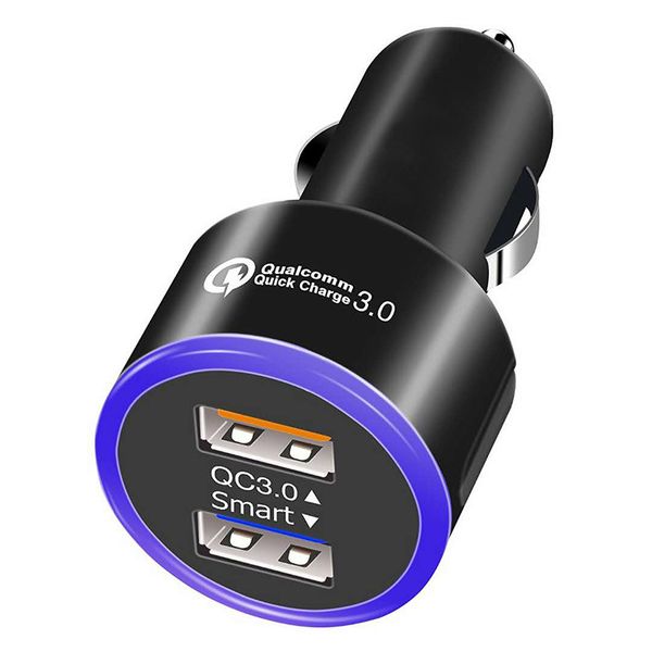 

2 port usb car charger adapter for iphone samsung qc3.0 fast charging usb charger mobile phone dual usb car-charger