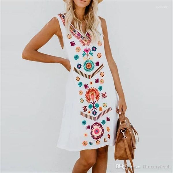 

print dresses sleeveless summer fashion v neck plus size female clothing loose casual clothing 5xl women flower, Black;gray
