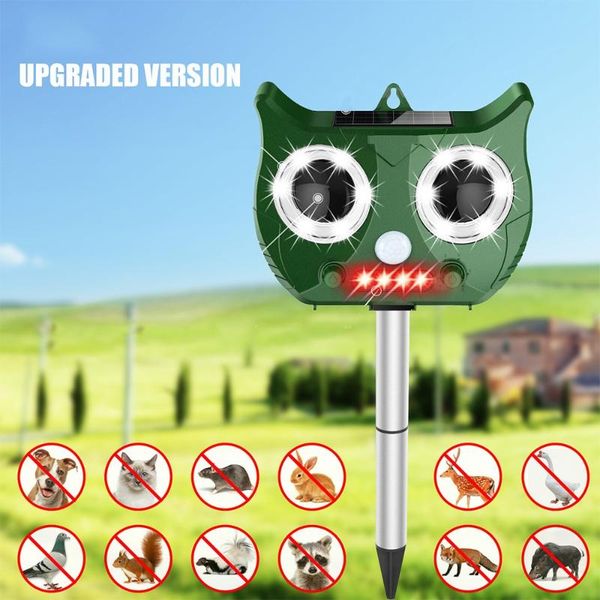 

solar ultrasonic animal repeller include waterproof pest repeller against snake cat dog bird rat dispeller battery included