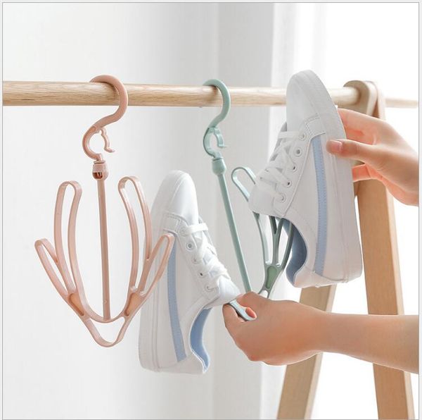 2019 Plastic Shoes Drying Rack Pink Green Blue Shoes Hanging