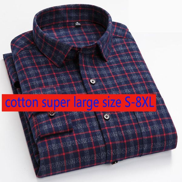 

new arrival fashion cotton plaid long sleeve super large men casual shirts single breasted plus size  lxl2xl3xl4xl5xl6xl7xl8xl, White;black