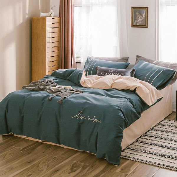 

cotton grinding wool bed sheet and quilt cover 4-piece sets twill thickened envelope pillowcase home textile bedding
