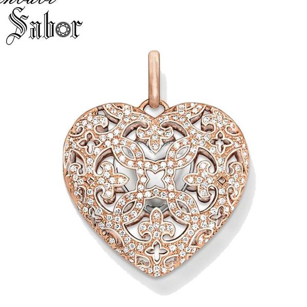 

pendant locket heart rose gold-color size zirconia 3cm for women gift key chains jewelry pendant fit necklace thomas, Silver