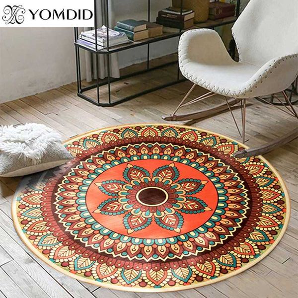 

bohemian mandala round carpets india style mat carpet for living room bedroom home decor anti-slip kid rug blanket