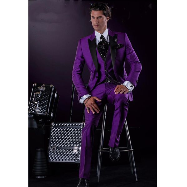 

fashionable one button groomsmen peak lapel groom tuxedos men suits wedding/prom/dinner man blazer(jacket+pants+tie+vest, Black;gray