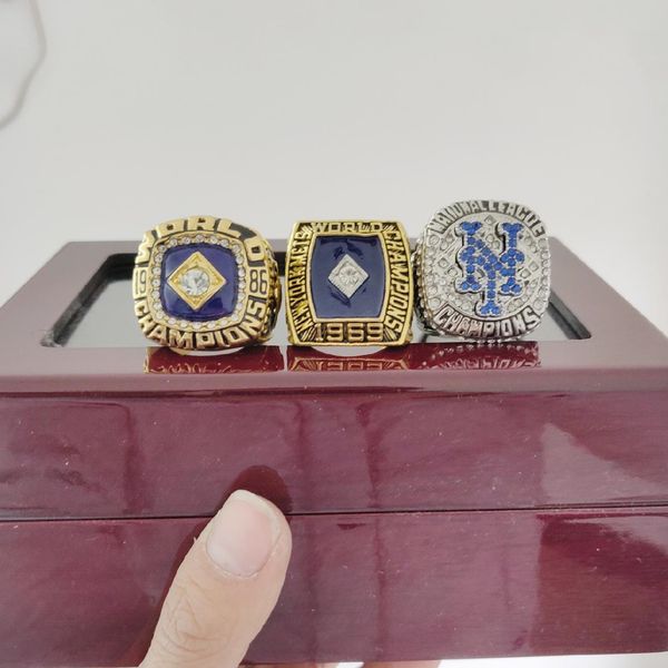 

3шт / набор нью-йорк 1969 1986 2015 mets чемпионат мира бейсбола кольцо оптовая перевозка груза падения