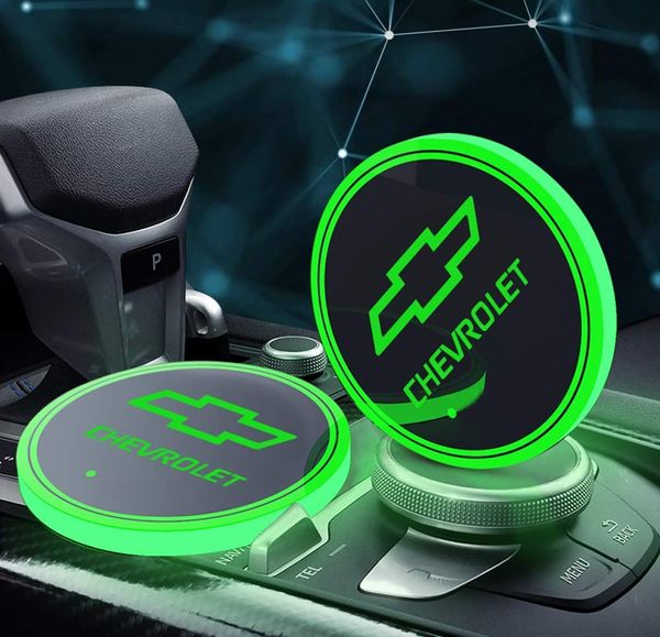 Led Car Cup Holder Lights For Chevrolet Changing Usb Charging Mat Luminescent Cup Pad Led Interior Atmosphere Lamp Car Interior Mirror Accessories