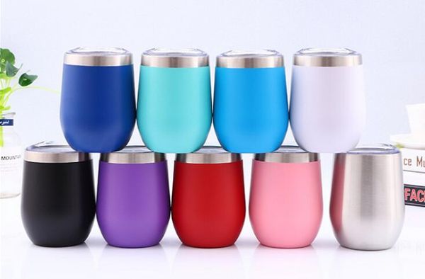 

dhl stainless steel tumbler wine glasses egg cup vacuum insulated beer mug wedding party champagne coffee mugs with lid many colors
