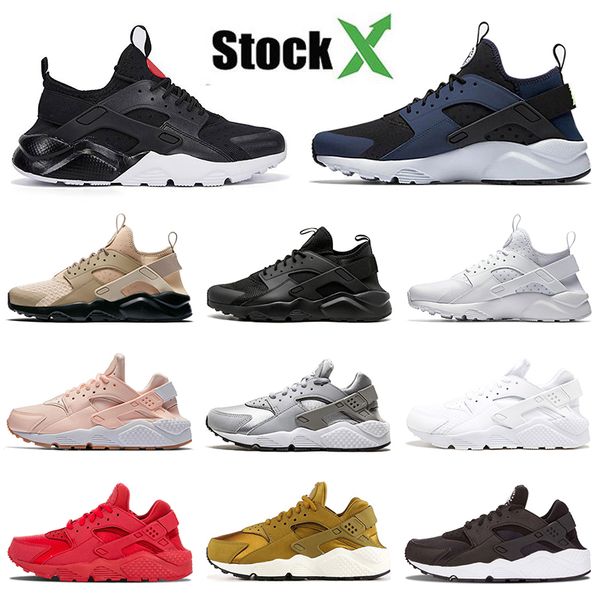 

2020 fashion breathable running sport shoes huarache 4.0 black white navy triple olive luxury designer sneakers for men women 36-45, White;red