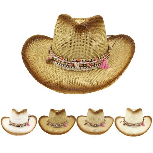 

summer hats for women cap straw cowboy hat outback western mens womens cowboy old west hat chapeu feminino sombrero mujer verano, Blue;gray