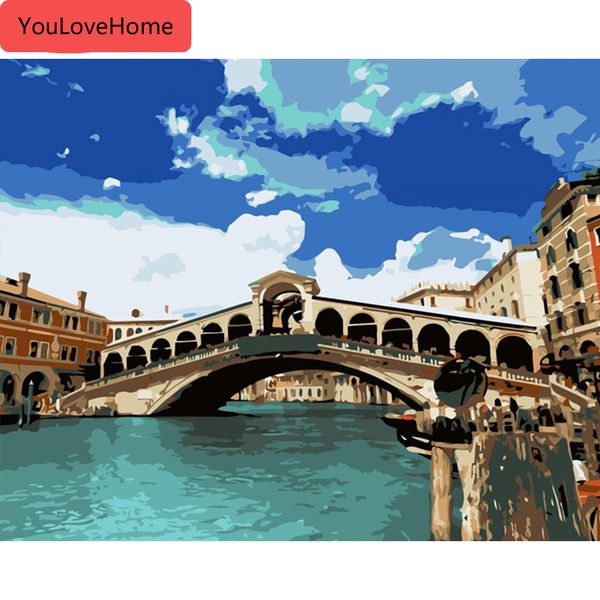 

масляная живопись по номерам городской пейзаж рисунок на холсте ручная роспись художественные наборы картин домашнее украшение холст живопис